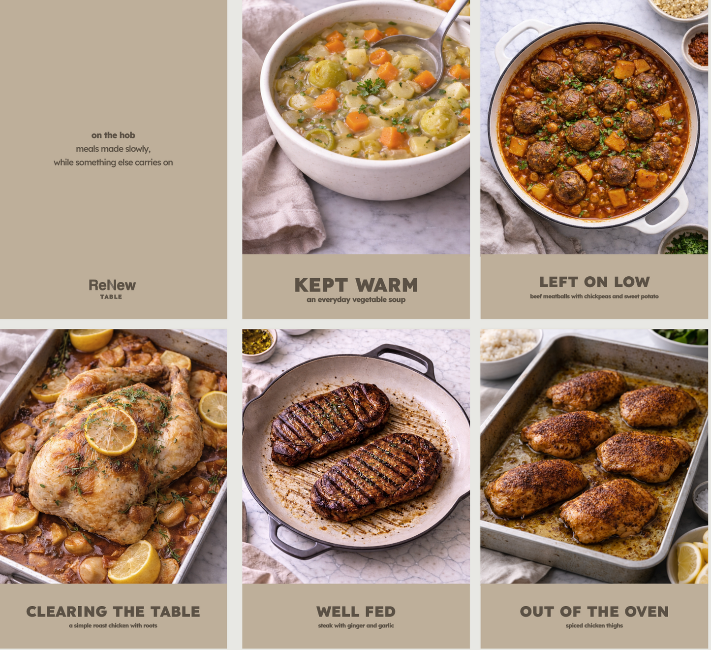 on the hob \ 5 recipe cards \ digital