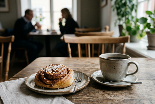 fika \ a pause for coffee and something sweet