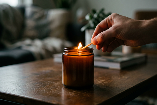 lighting a candle \ creating quiet focus