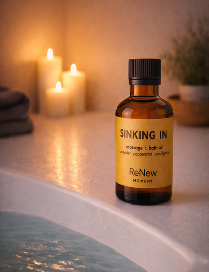 sinking in \ lavender, peppermint & eucalyptus . massage & bath oil - ReNew