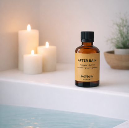 after rain \ rosemary, geranium & ginger . massage & bath oil - ReNew